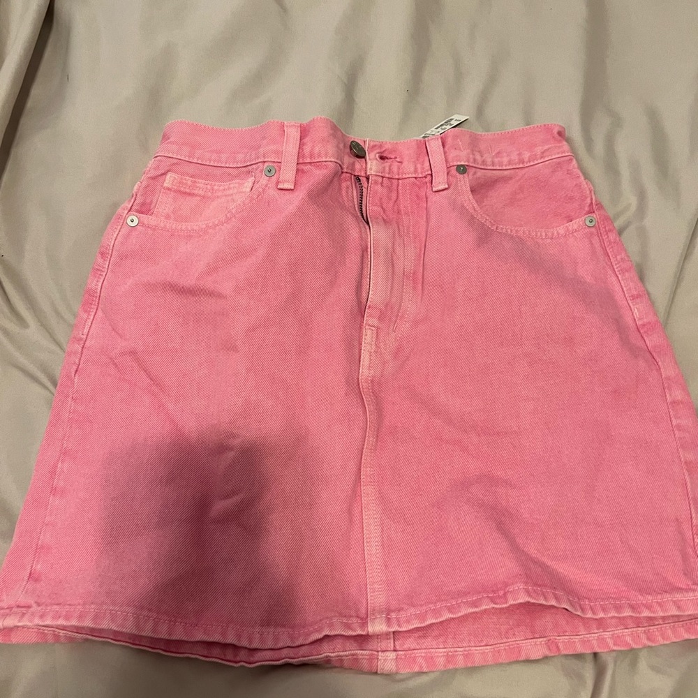 Madewell pink denim skirt